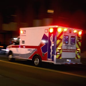Ambulance with lights on
